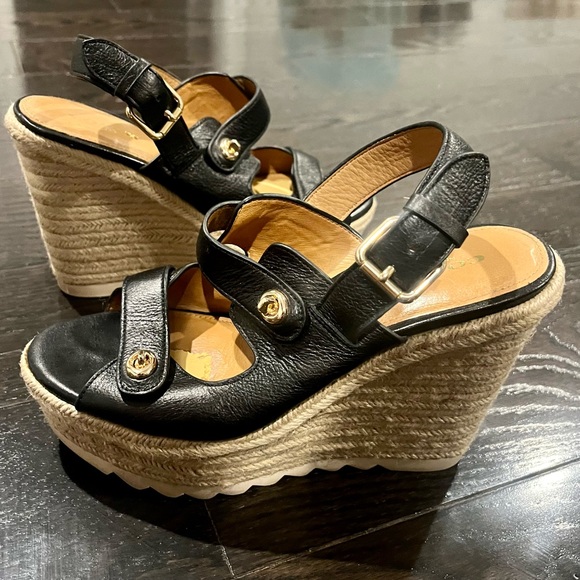 Coach Electra Espadrille Wedge Sandals in Black - Picture 13 of 16